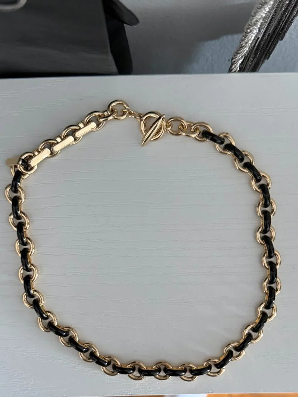 ROXANNE ASSOULIN CLASSIC LINK GOLD-TONE ENAMEL NECKLACE
